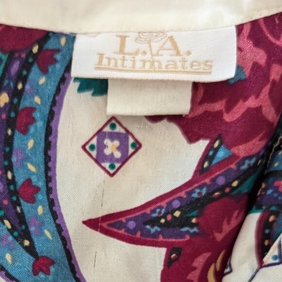 Vintage L.A. INTIMATES Sleeveless Swing Top M Medium burgundy emerald paisley - Picture 5 of 7